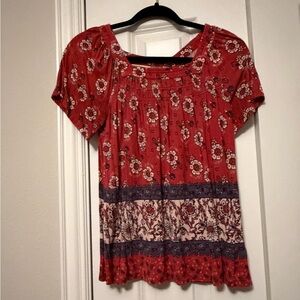 Style & Co. Red Floral Blouse